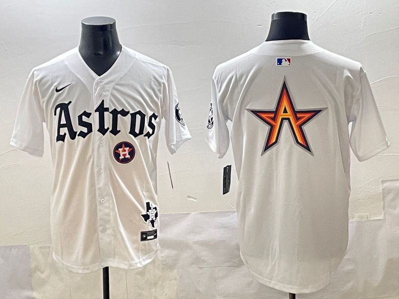 Men 2025 Houston Astros Blank White Five generations Joint Name Nike MLB Jersey style 12->houston astros->MLB Jersey